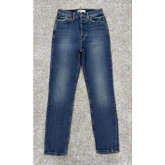 RE/DONE Women's Originals High Rise Ankle Crop Jeans in Dusty Blue Sz-25 (B162)